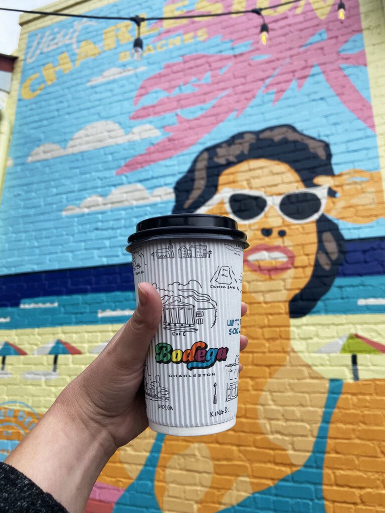 Took a picture of my coffee from Bodega Sandwich Shop in Downtown Charleston