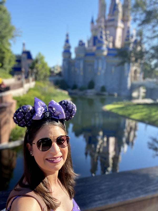On the bridge overlooking over Cinderella's castle in Magic Kingdom